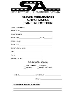 Return Merchandise Authorization (RMA) Request .